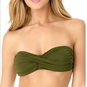 Anne Cole Women's Olive Twist Bandeau Bikini Swim Top Size Small